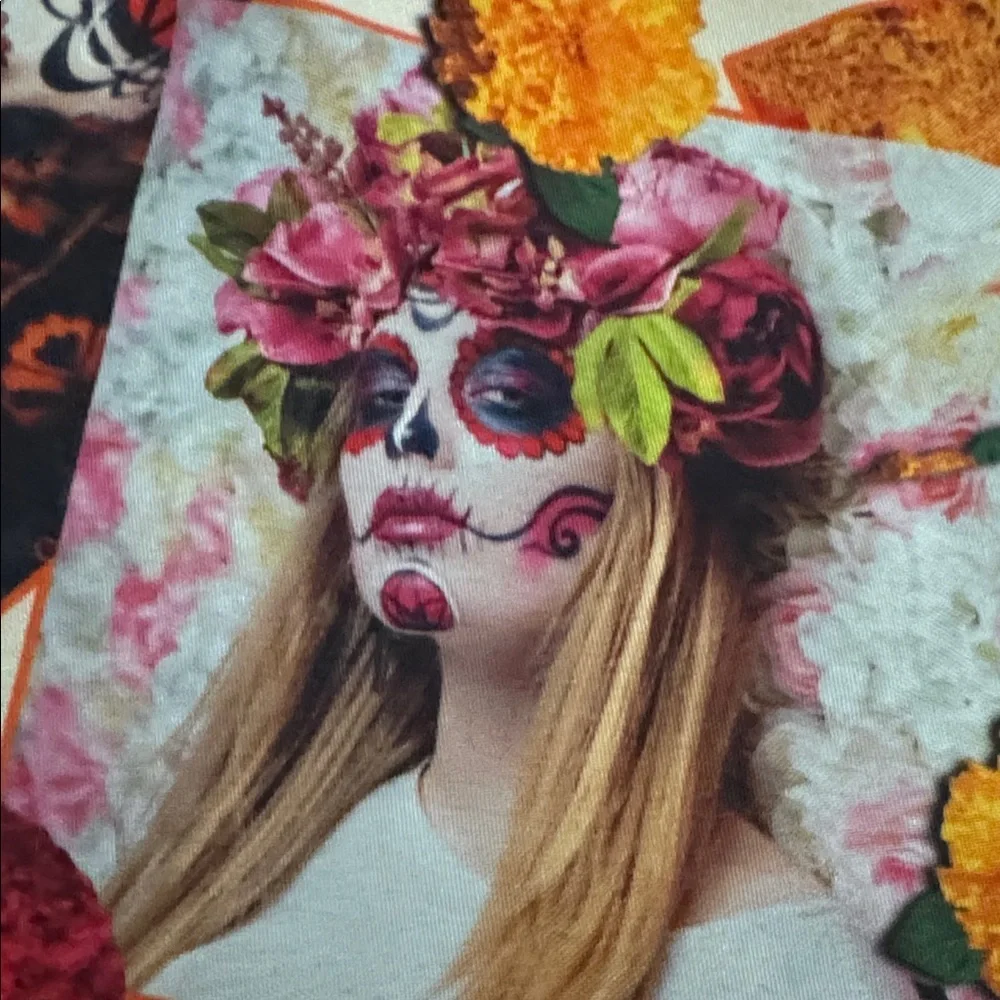 Day of the Dead Round Tablecloth - Multicolor Party Decor Dia De Los Muertos